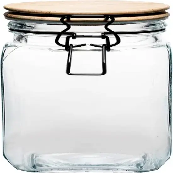 Amici Home Acadia Glass Canister with Hermetic Seal, Wood Lid, Kitchen & Pantry Storage, Set of 3, 24-42 & 60 oz. image {2}