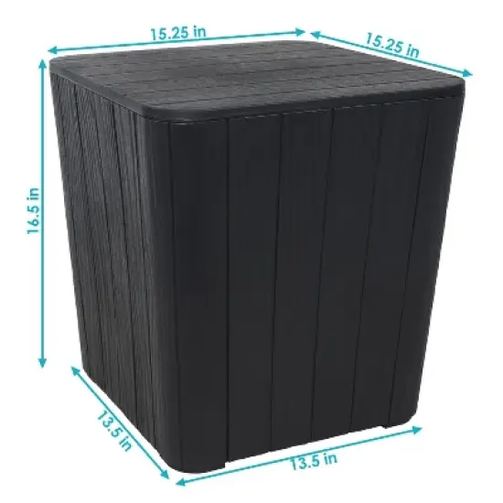 Sunnydaze Faux Wood Design Outdoor Side Table with Storage - 11.5-Gal. - Phantom Gray image {2}