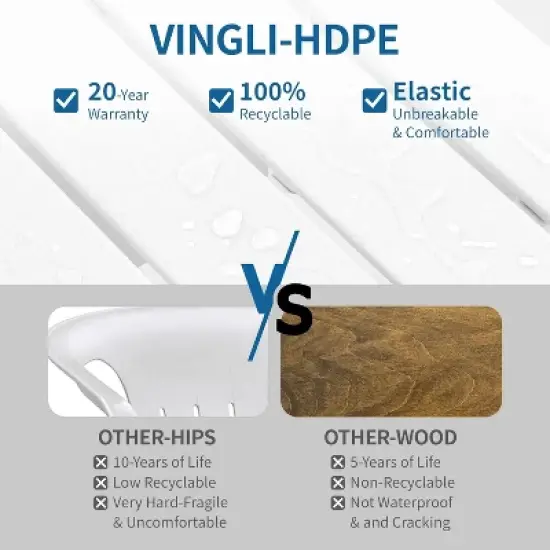 VINGLI HDPE Outdoor Side Table, Waterproof 2-Tier Patio Side Table End Tables for Patio Deck Porch Backyard Pool image {3}