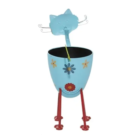16" Wide Planter Metal Cat - Olivia & May image {3}