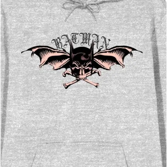 Batman Bat Mask, Bat Wings, and Crossbones Men's Athletic Heather Gray Graphic Hoodie image {1}
