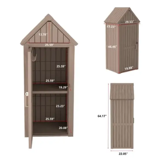 Decksplore 1.67 ft. W x 2.16 ft. D Outdoor Storage Resin Shed Lockable Resin Garden Shed for Backyard(21.12 cu ft） image {6}