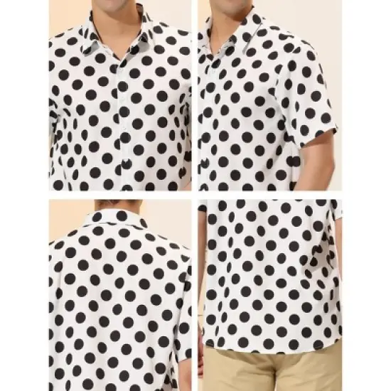 Lars Amadeus Men's Summer Polka Dots Button Down Short Sleeves Hawaiian Shirts image {5}