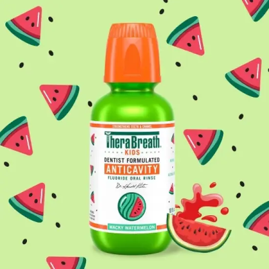 TheraBreath Kids Mouthwash with Fluoride - Wacky Watermelon - 10 fl oz image {1}