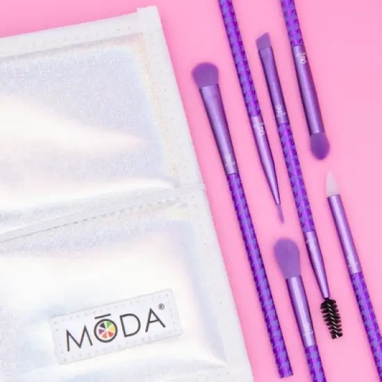 MODA Brush Keep It Classy Metallic Purple Eye Flip Makeup Brush Set- 7pc image {2}