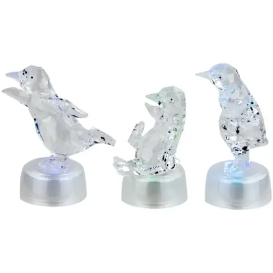 Northlight LED Lighted Color Changing Penguin Acrylic Christmas Decorations - 4" - Set of 3 image {2}