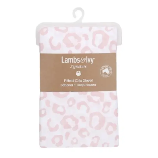Lambs & Ivy Signature Pink/White Leopard Organic Cotton Fitted Crib Sheet image {3}