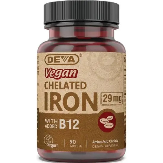 Deva Vegan Chelated Iron with Added B12 29 mg 90 Tablets image {3}