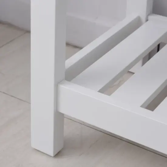 HOMCOM Freestanding Wood Bathroom Storage Tall Cabinet Organizer Tower with Shelves & Compact Design, White image {5}