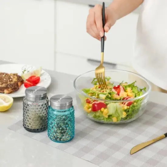 Slickblue Traditional Hobnail Aqua Blue & Smoke Grey Salt and Pepper Shaker Set - 4 oz. image {4}