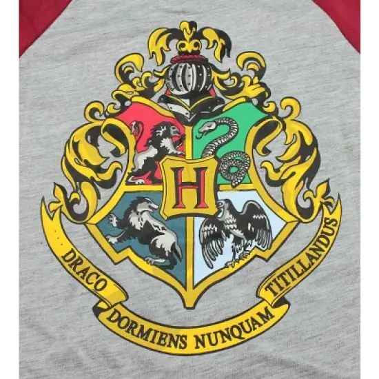 Harry Potter Long Sleeve Hogwarts Raglan Night Gown Grey image {2}