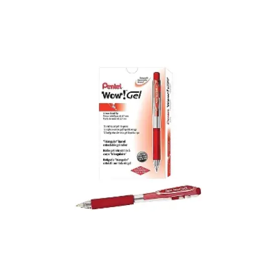 Pentel WOW! Retractable Gel Pen .7mm Trans Barrel Red Ink Dozen K437B image {3}