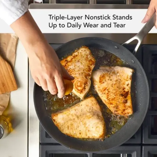 KitchenAid Hard-Anodized Induction 11pc Nonstick Cookware Set: Matte Black, Dishwasher & Oven Safe, Tempered Glass Lids image {2}