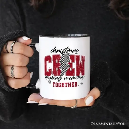 Christmas Crew Making Memories Together Mug, Checkered Lightning Retro Holiday Gift| OrnamentallyYou image {2}