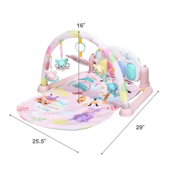 3 in 1 Baby and Toddler Learning Toys  Fitness Music and Lights Fun Piano Activity Center Pink image {2}