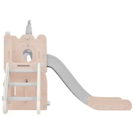 5-in-1 Kids Slide Swing Set Climber Slide Playset With Basketball Hoop Indoor Outdoor Playground For Boys Girls Birthday Xmas Gifts image {10}