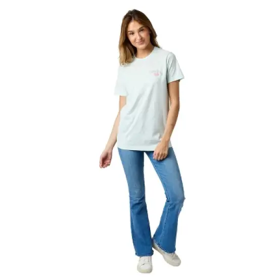 Hello Kitty Puff Print Character With Bow & Heart Women's Light Green Crew Neck Short Sleeve T-shirt image {5}