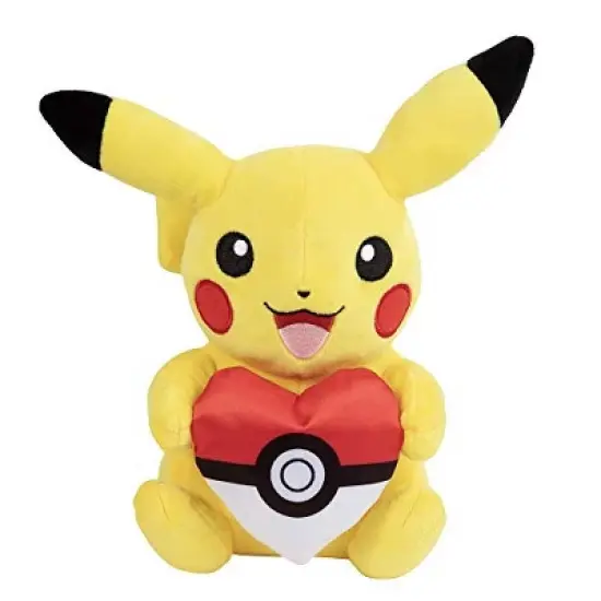 Pokemon Pikachu with Heart Poke Ball - 8" Stuffed Animal - Great Gift for Kids - Ages 8+ image {1}