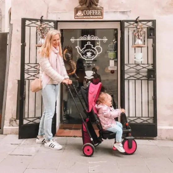 smarTrike STR3 Folding Toddler Tricycle with Stroller Certification 6-in-1 Multi-Stage Trike - Pink - 1-3 Years image {3}