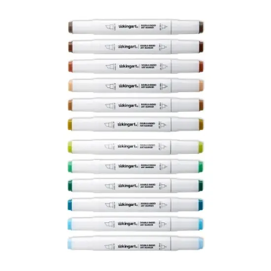 KINGART PRO Double-Ended Markers 12 Landscape Colors image {9}