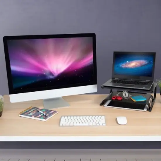 Mount-It! 2 Tier Desk Organizer Riser | Computer Monitor Stand with Keyboard Storage Shelf for Desktops, Laptops, Printers, Home Office Space Saver image {7}