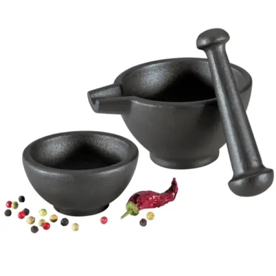 Zassenhaus Mortar & Pestle 3 Piece Set, black cast iron image {3}