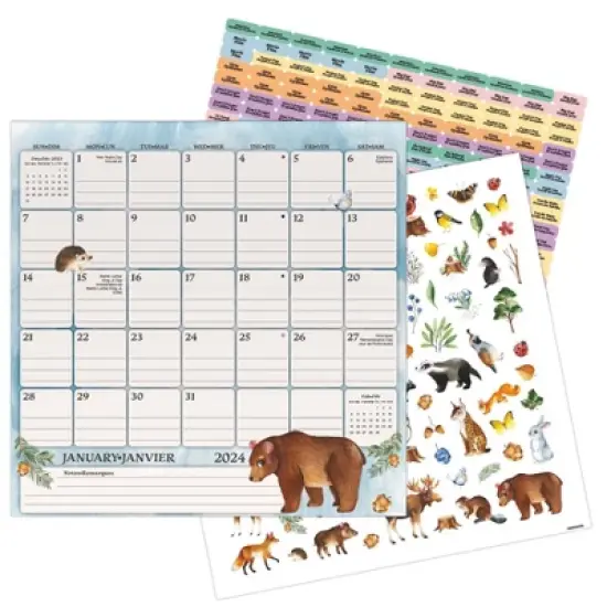 Trends International Inc. 2023-24 Wall Calendar 12"x12" Bilingual English/French Animals Magnetic image {8}