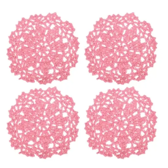 Unique Bargains Cotton Woven Vintage Lace Floral Pattern Heat Insulating Coasters 4" 4 Pcs image {7}