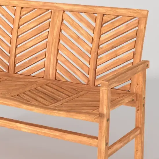 Slatted Chevron Acacia Wood Patio Loveseat &ndash; Saracina Home image {12}