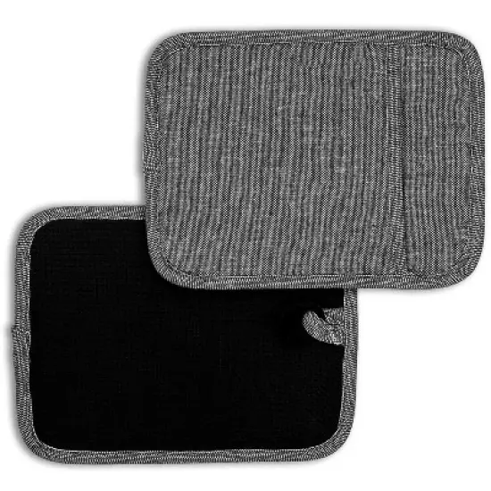 Home Mart Goods Black Heat Resistant Thick Soft Quilted Lining Kitchen Oven Pot Holders With Neoprene and Cotton Non-slip - 2 Pack image {1}
