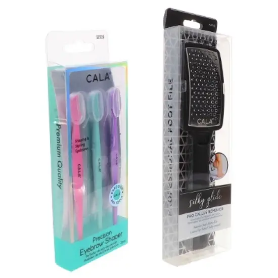 CALA Precision Eyebrow Shaper 3 pc & Silky Glide Pro Callus Remover Black Combo Pack image {5}