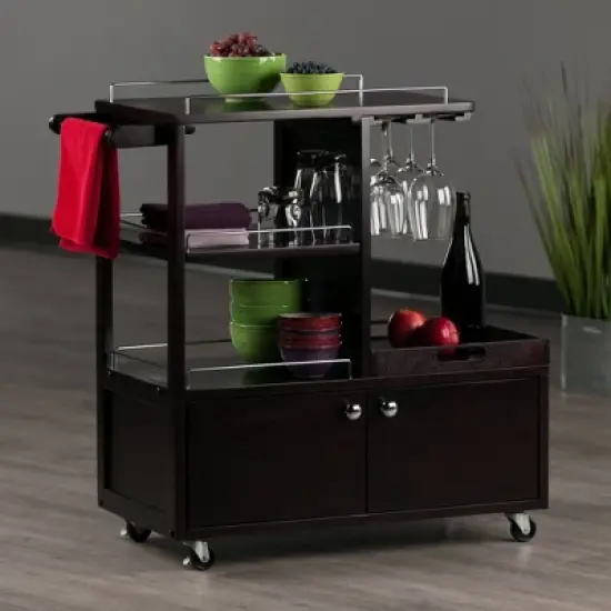 Galen Entertainment Cart with Serving Tray Wood/Espresso - Winsome image {10}