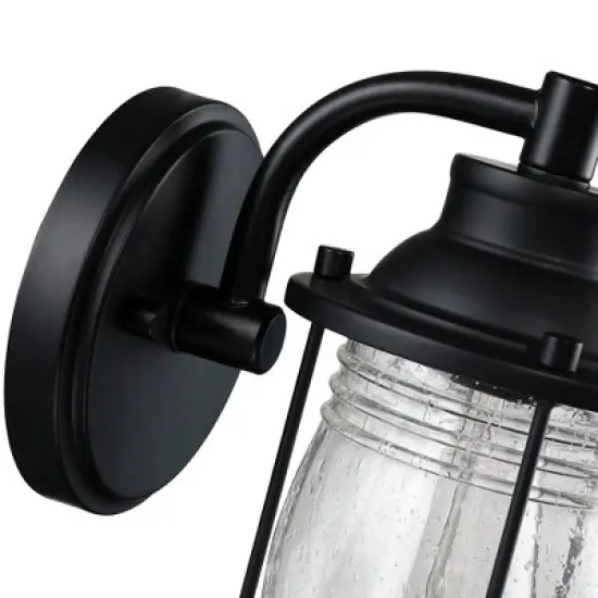 Outdoor Wall Light with Glass Shade Black - Wellfor image {4}