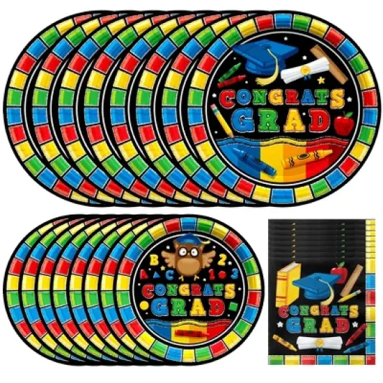 Treasures Gifted Kindergarten Graduation Party Tableware Starter Set for 24 Guests image {1}