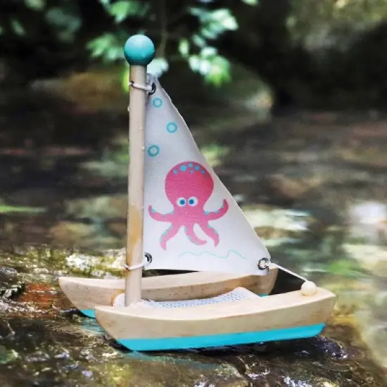 Small Foot Octopus Catamaran Wooden Water Toy image {1}