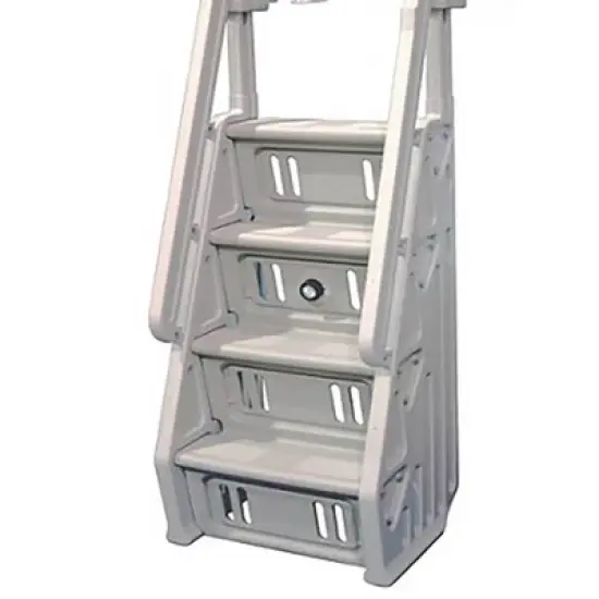 Vinyl Works IN Deluxe 32 Inch Adjustable In Step Above Ground Pool Ladder, Taupe image {1}