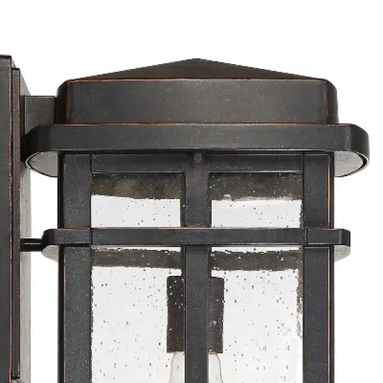 John Timberland Neri Mission Outdoor Wall Light Fixture Oil Rubbed Bronze 16" Clear Seedy Glass for Post Exterior Barn Deck House Porch Yard Patio image {2}
