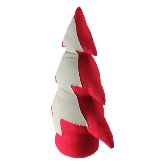 Northlight Plush Pine Tree Christmas Decoration - 15" - Red and White image {1}