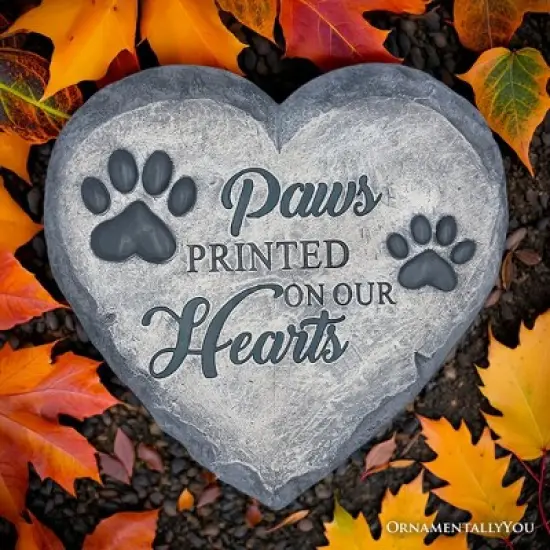 Paws Printed on our Hearts Memorial Stepping Stone for Pet, 9.5" Dog Funeral and Pet Cemetery Decor| OrnamentallyYou image {7}