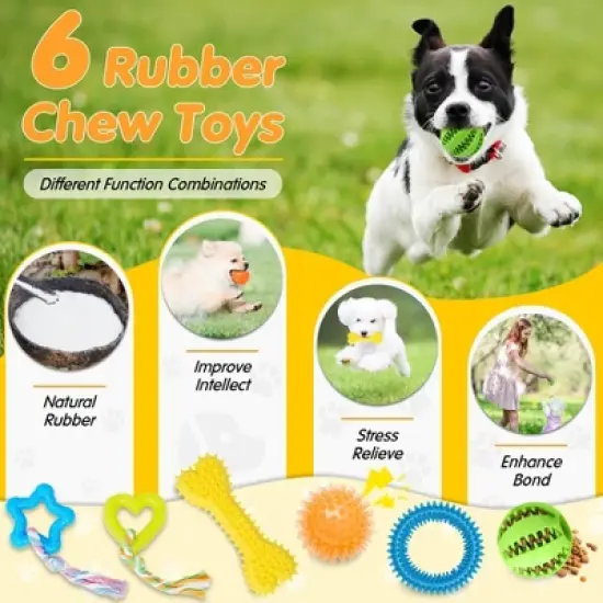 Itopfox 25 Pack Luxury Dog Chew Toys for Puppy, Rope Toys, Treat Ball and Squeaky Toys for Teething Small Dogs image {4}