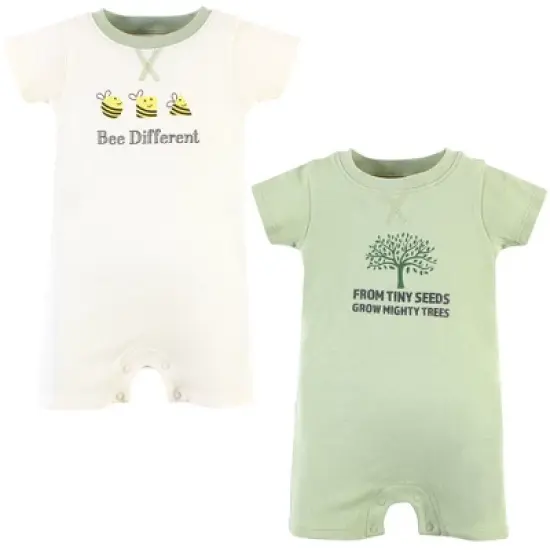 Touched by Nature Unisex Baby Organic Cotton Rompers, Bee Different image {4}