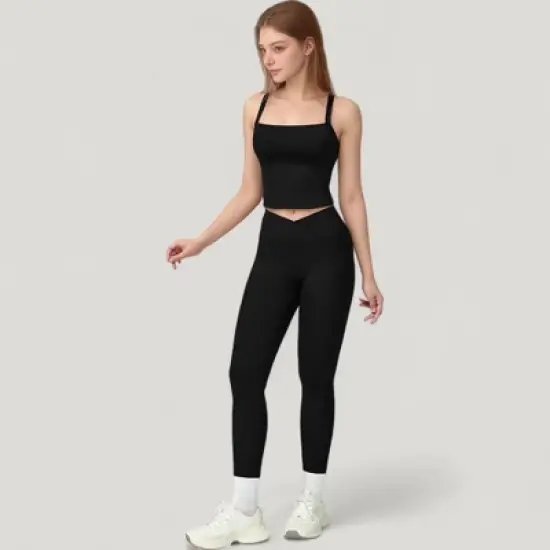 Anna-Kaci Active Women's High Waist Crossover Lounge Leggings with Full Length Slim Fit and Flattering Waistband image {4}