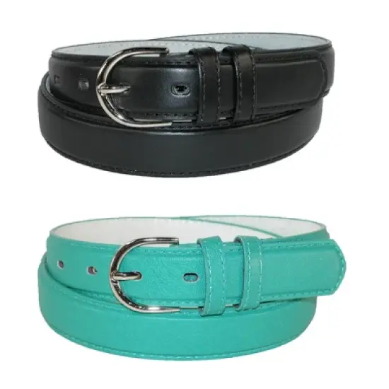 CTM Women's Leather 1 1/8 Inch Dress Belt (Pack of 2 Colors) image {13}