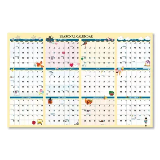 Recycled Seasonal Laminated Wall Calendar, Illustrated Seasons Artwork, 24 x 37, 12-Month (Jan to Dec): 2026 image {2}