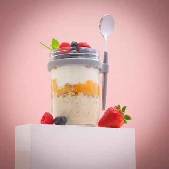 JoyJolt Dawn Overnight Oats Glass Containers with Spoon image {1}