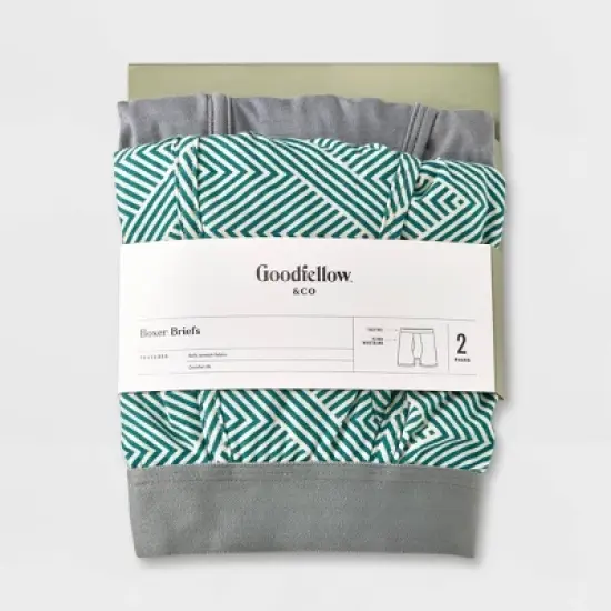 Men's Striped Geo Boxer Briefs 2pk - Goodfellow & Co&trade; Green image {1}