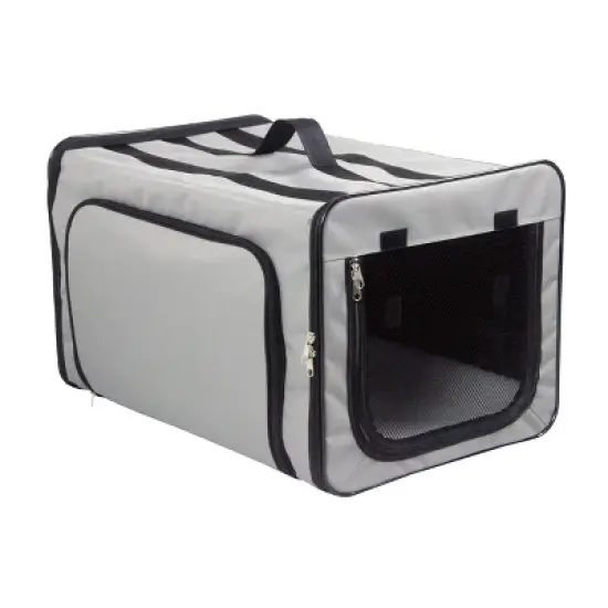 Pet Life Capacious Dual-Expandable Wire Folding Collapsible Travel Dog Crate - Gray image {2}