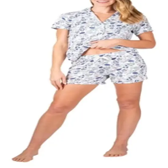 Blis Women's Notched Collar Short Sleeve Short Pajama Set image {5}