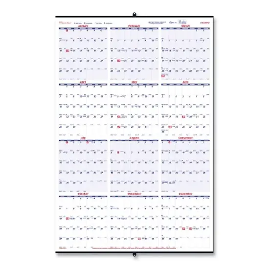 Yearly Wall Calendar, 24 x 36, White/Blue Sheets, 12-Month (Jan to Dec): 2026 image {4}