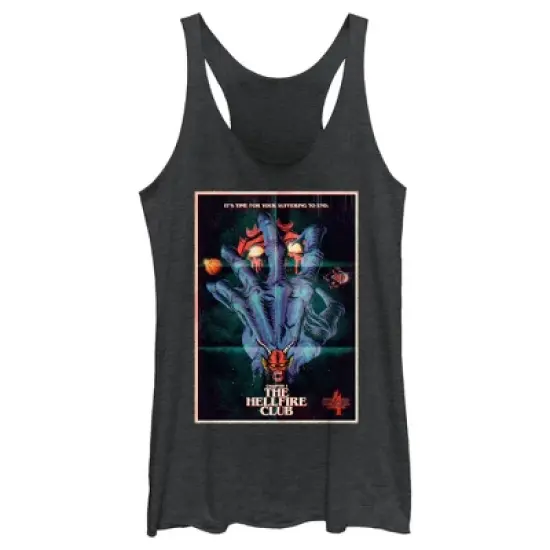 Women's Stranger Things Retro Hellfire Club Poster Racerback Tank Top image {3}